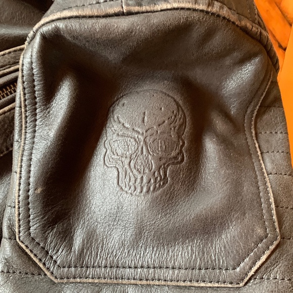 Black Brand Neanderthal Leather Motorcycle Jacket Black - Men's Large - Picture 11 of 11